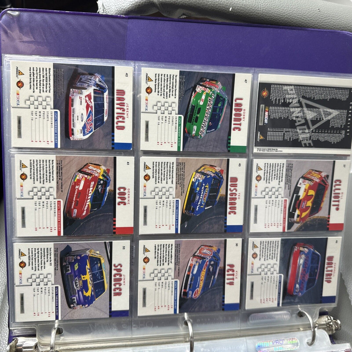 Set of 9 Pinnacle Pro Set NASCAR Marx Trading Cards (Set D02F)