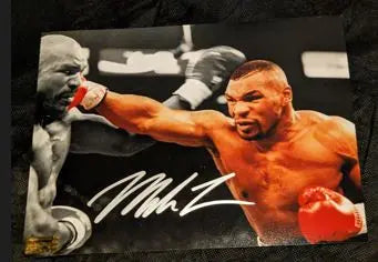 Mike Tyson autographed 8x10 photo Evander Holyfield Fight with AEU COA