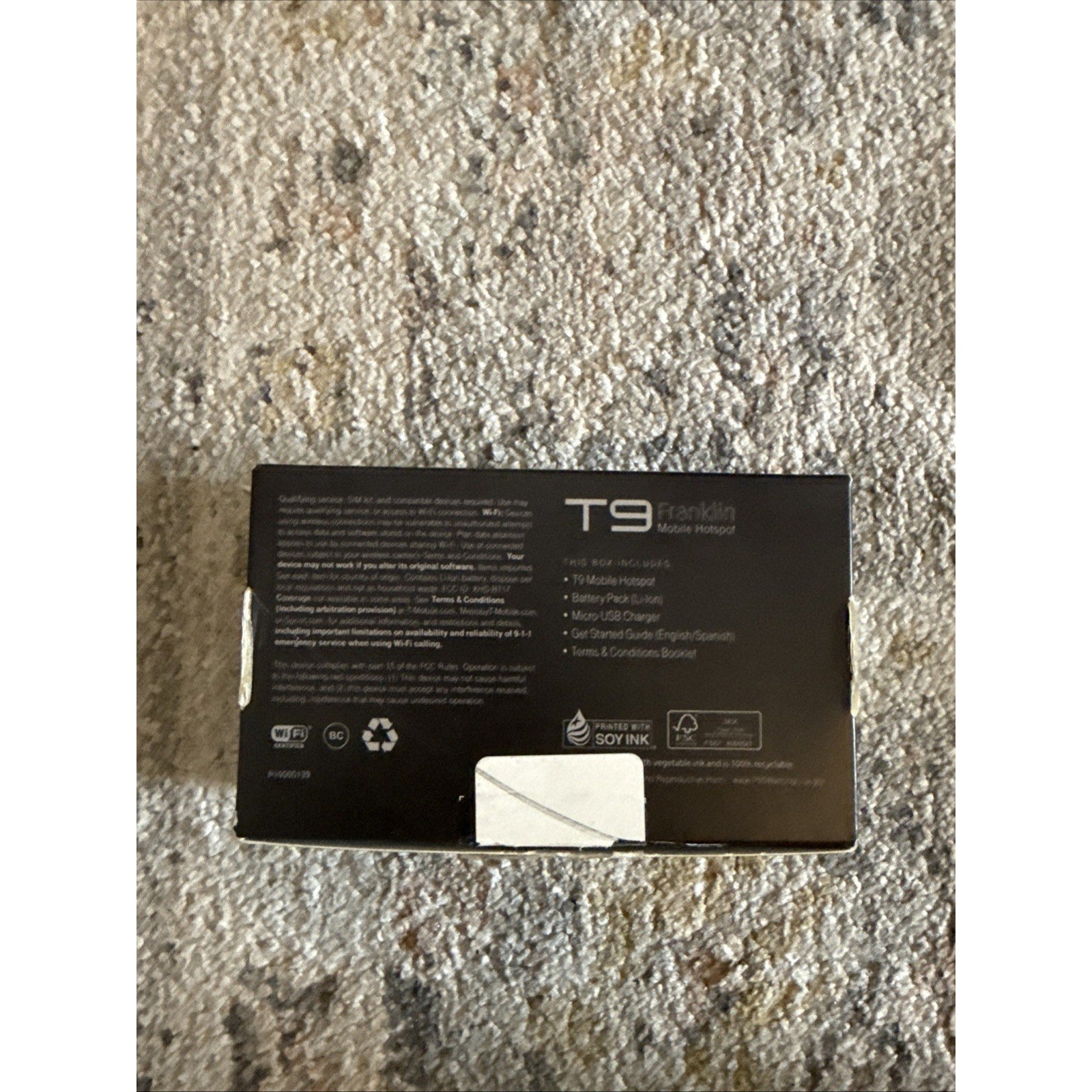 Franklin T9 Black T-Mobile 4G LTE Mobile WiFi Hotspot Modem packaging box showing product details and features