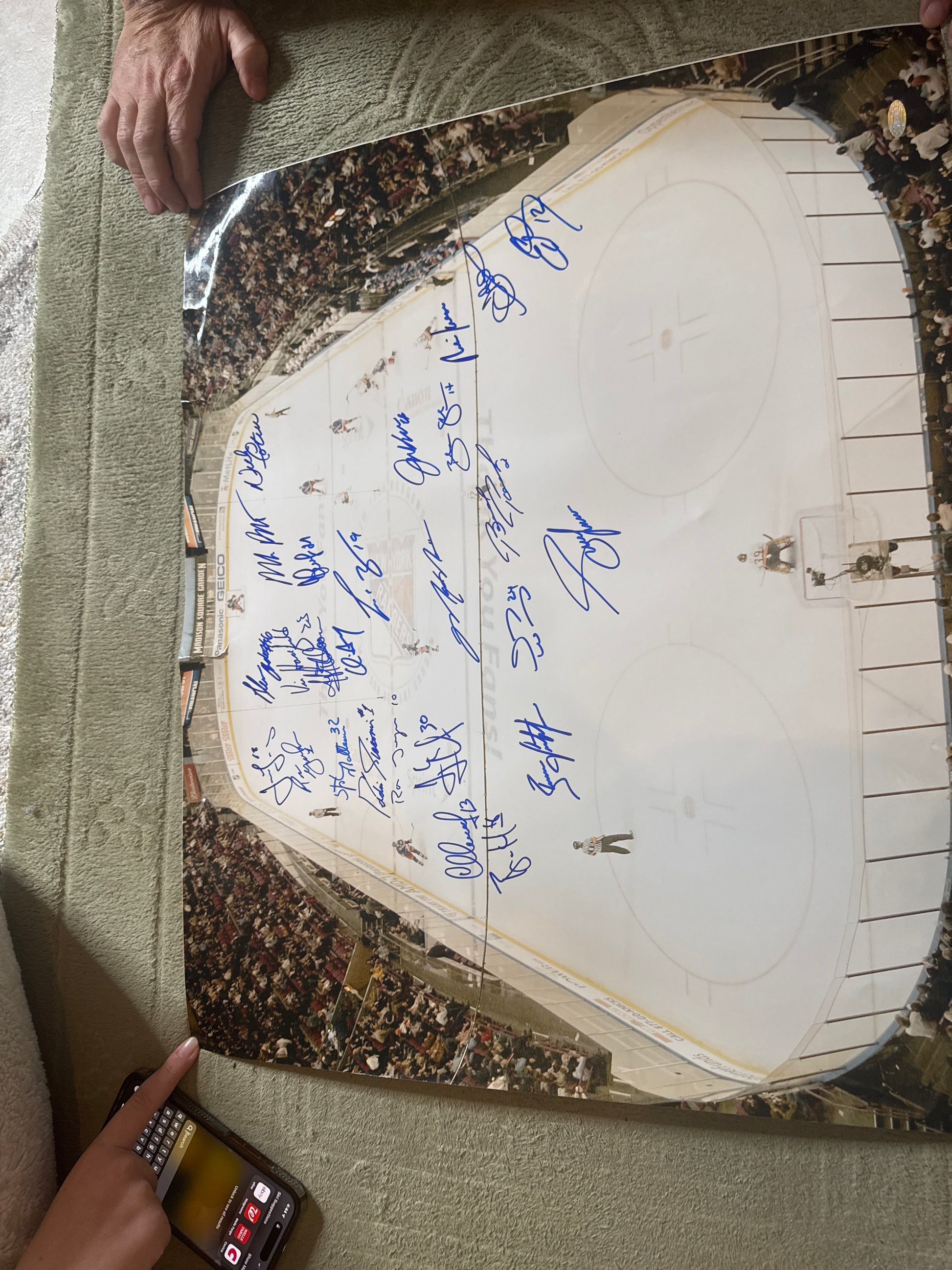 20x24 Rangers team photo signed by 26 players including Jagr, Messier, Lundqvist, and Mike Richter