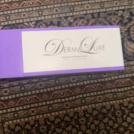 DermaLuxe Advance Cleansing System box with purple edges showing product name and features on white background