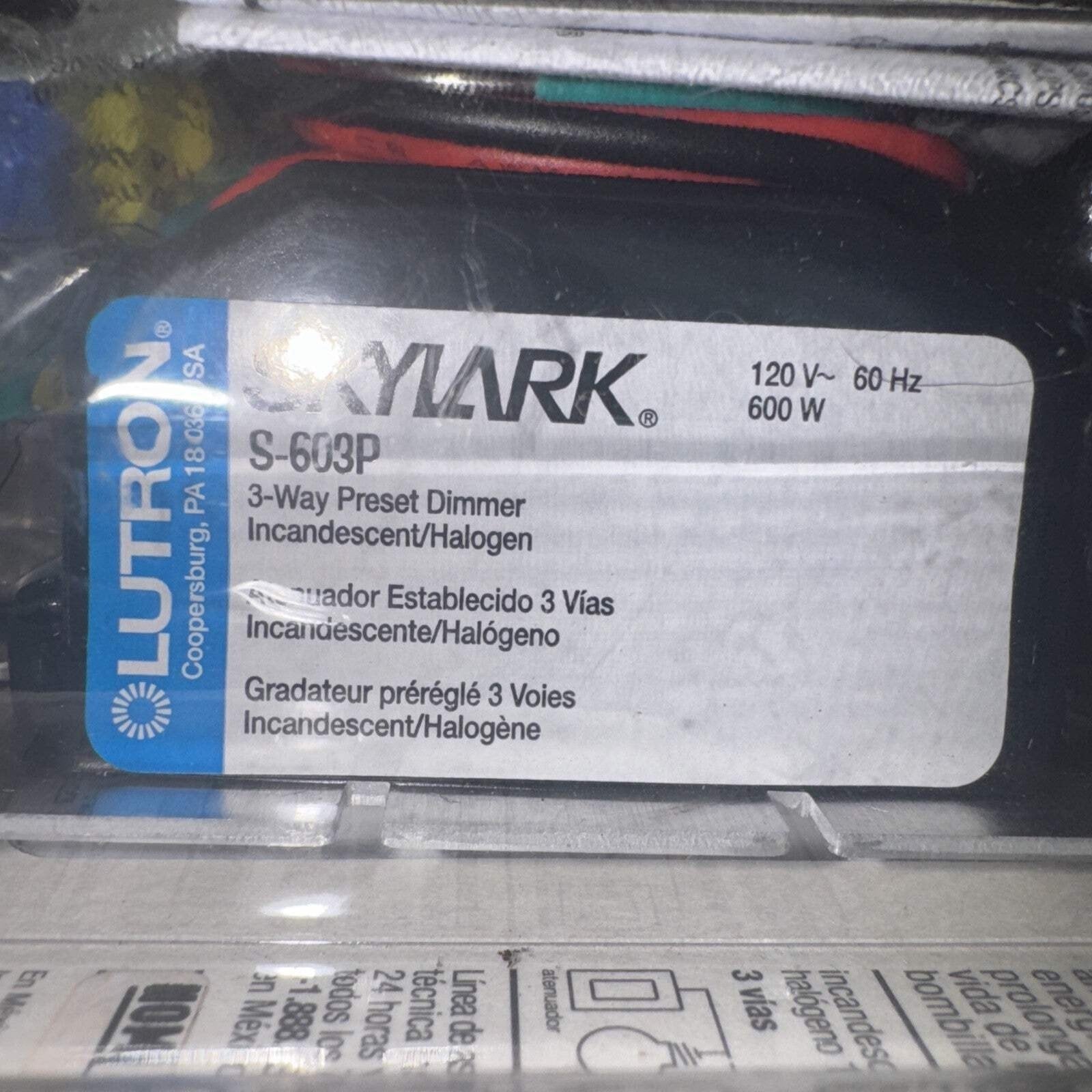 Lutron Skylark S-603PH-WH White 3-Way Incandescent Dimmer Switch — Image 3