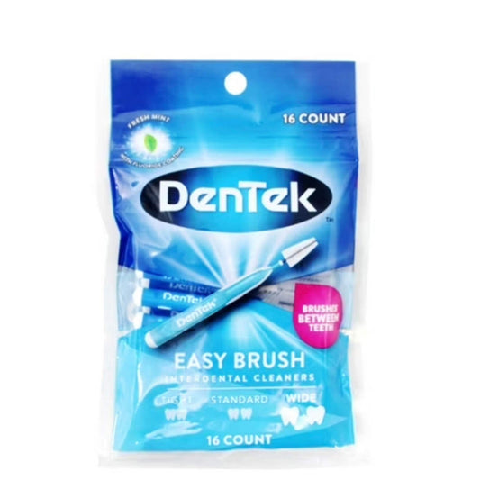 Dentek Easy Brush Interdental Cleaners pack of 16 with mint flavor for effective tight space teeth cleaning