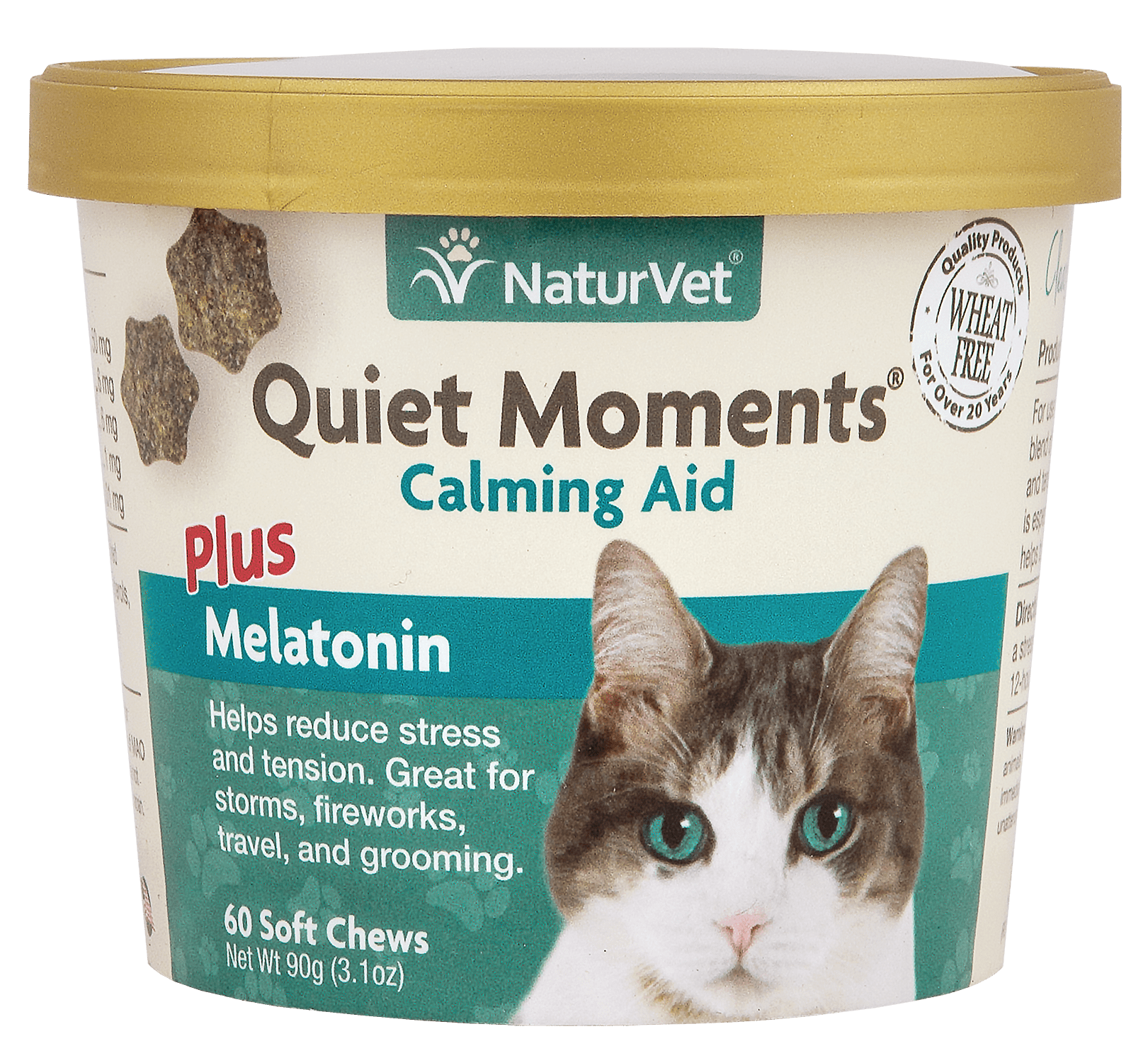 NaturVet Quiet Moments Calming Aid + Melatonin Cat Soft Chews 60 ct