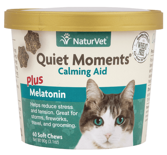 NaturVet Quiet Moments Calming Aid + Melatonin Cat Soft Chews 60 ct