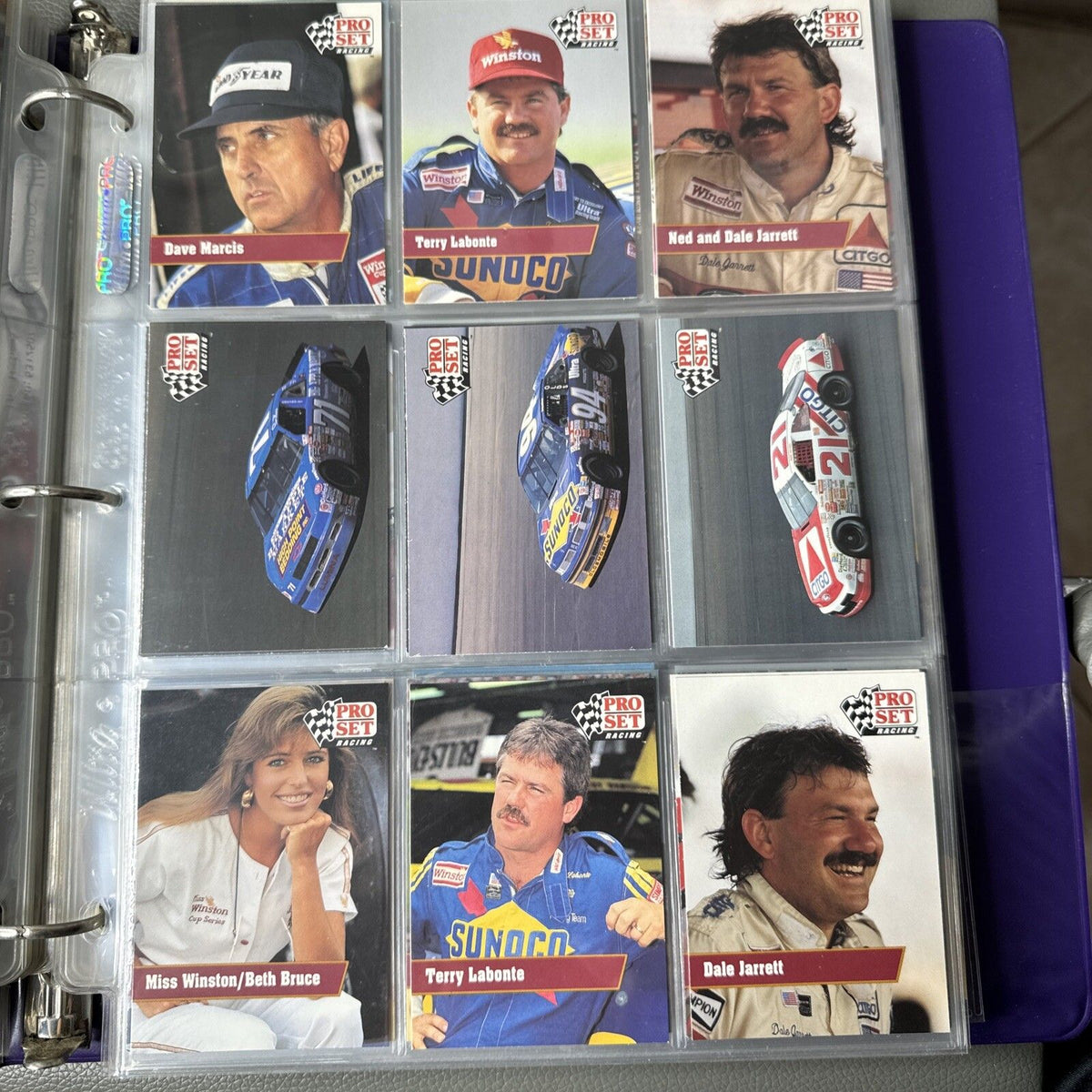 Set of 9 Pinnacle Pro Set NASCAR Marx Trading Cards (Set 4642)