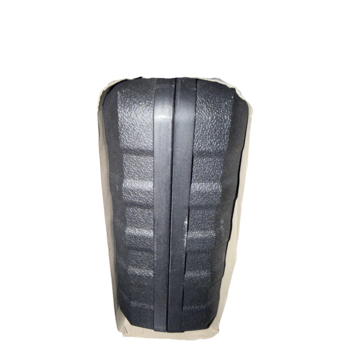 Black textured plastic protective cover or case with a sturdy design and vertical ridges, displayed against a plain white background.