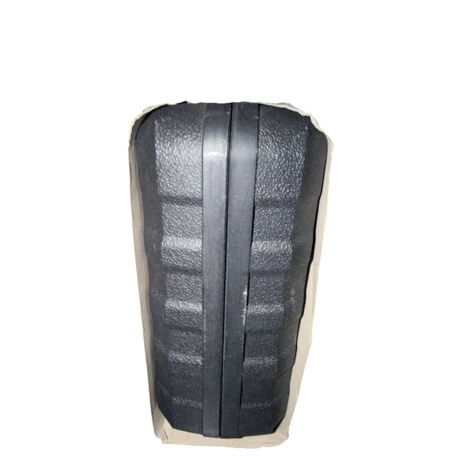 Black textured plastic protective cover or case with a sturdy design and vertical ridges, displayed against a plain white background.