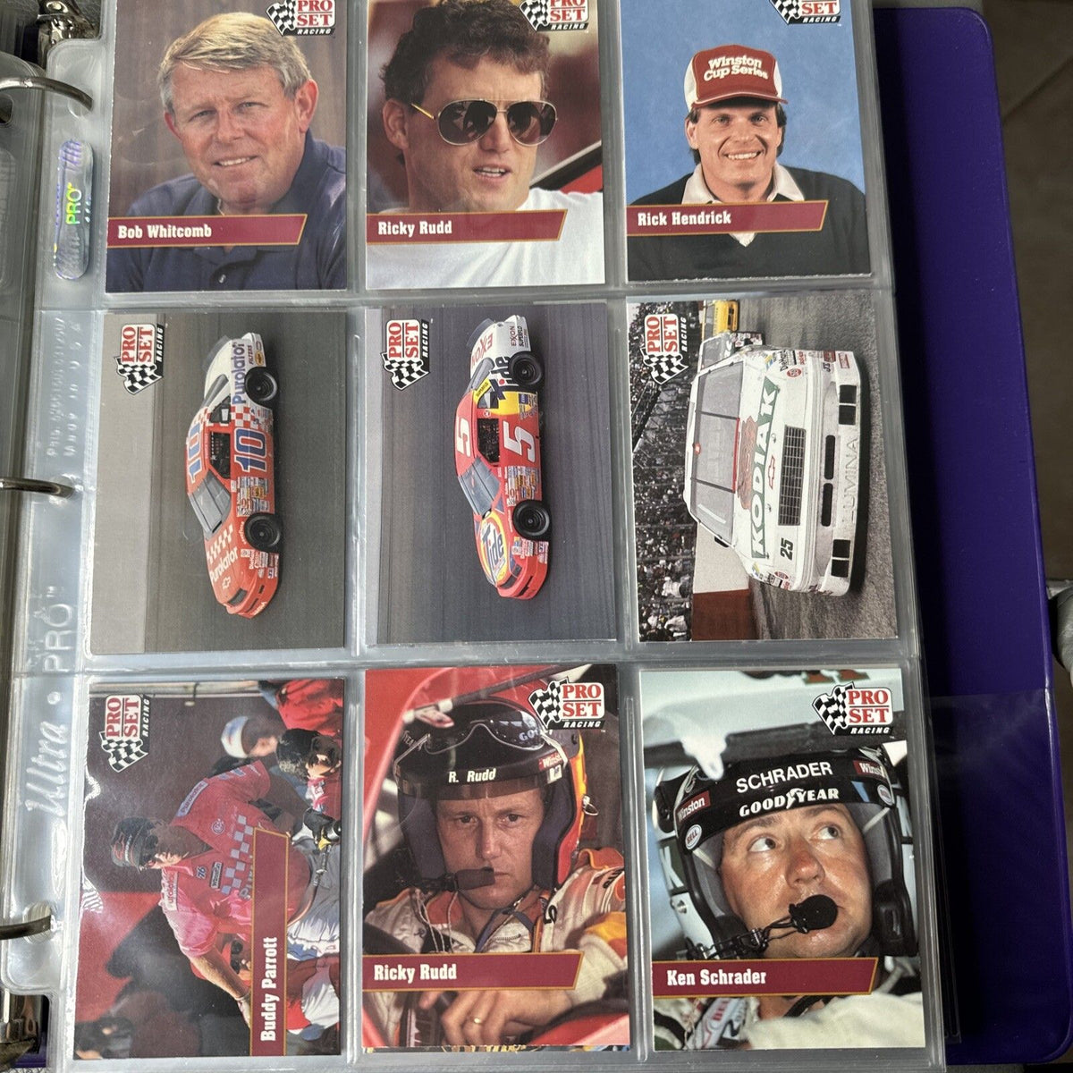 Set of 9 Pinnacle Pro Set NASCAR Marx Trading Cards (Set B829)
