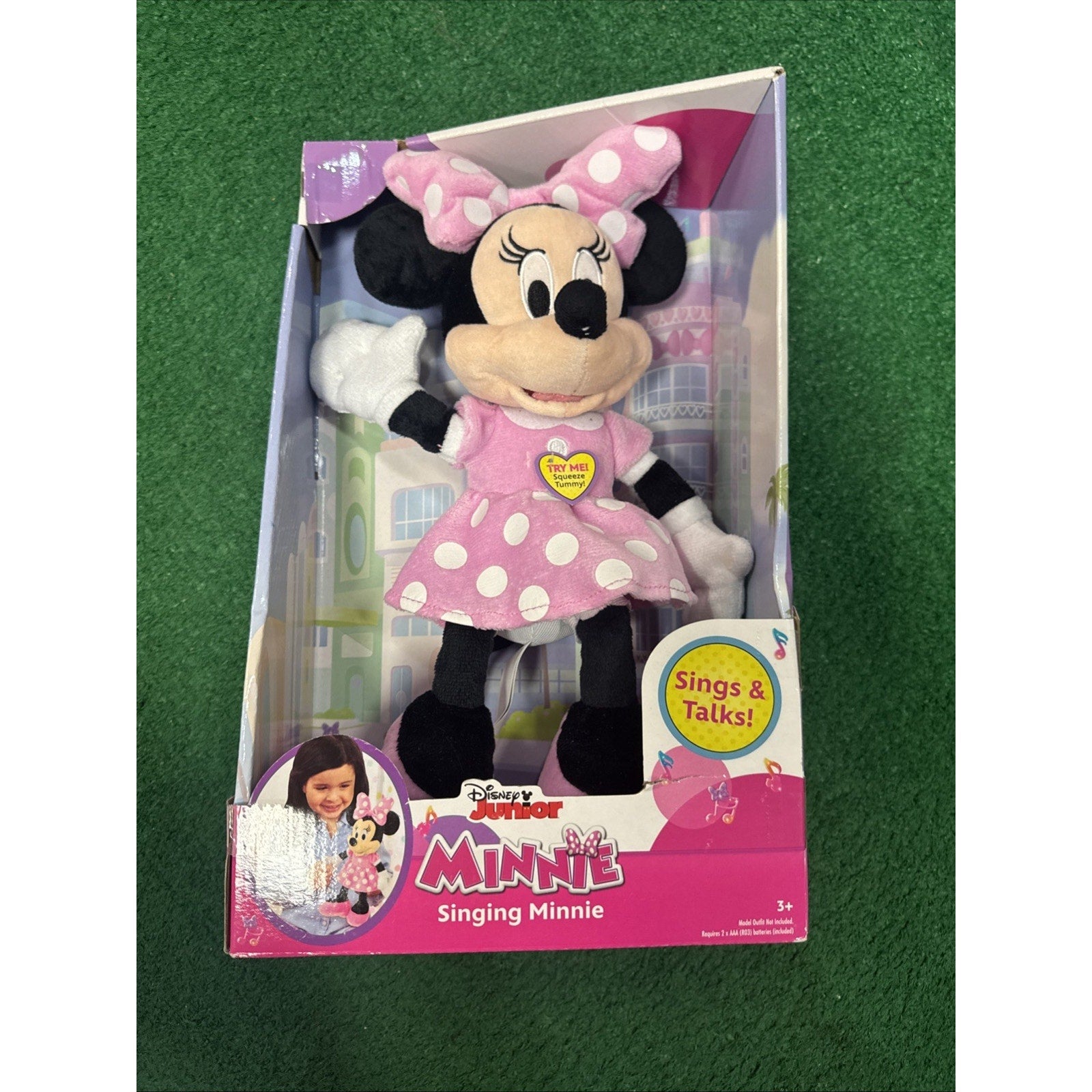 Disney Junior Minnie Mouse Happy Helpers 12 inch singing doll in pink polka dot dress with bow and talking feature in box