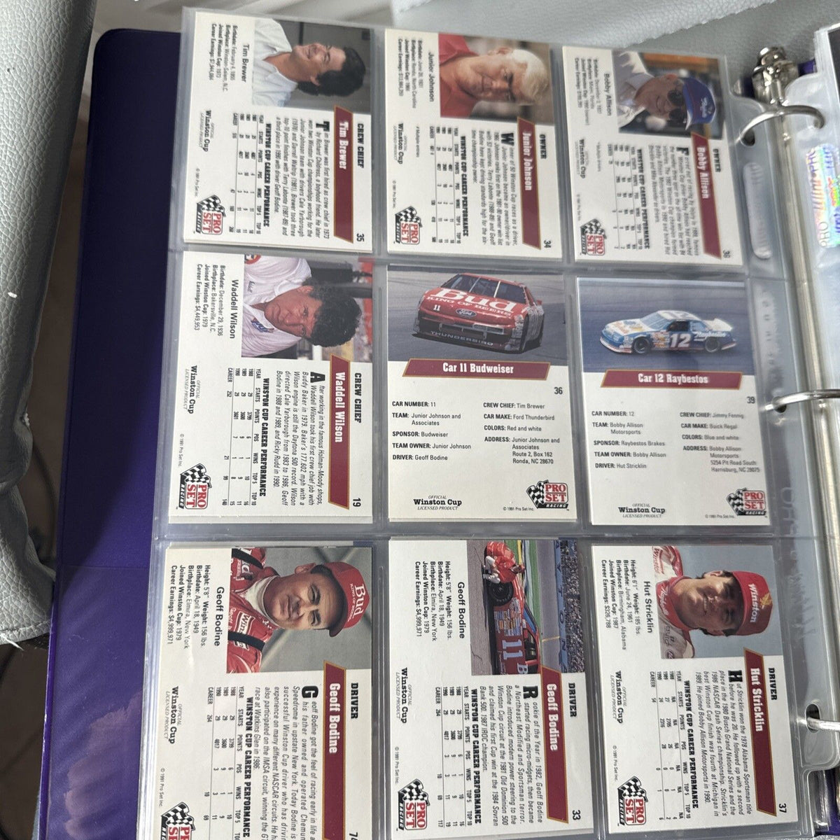 Set of 9 Pinnacle Pro Set NASCAR Marx Trading Cards (Set 1A1C)