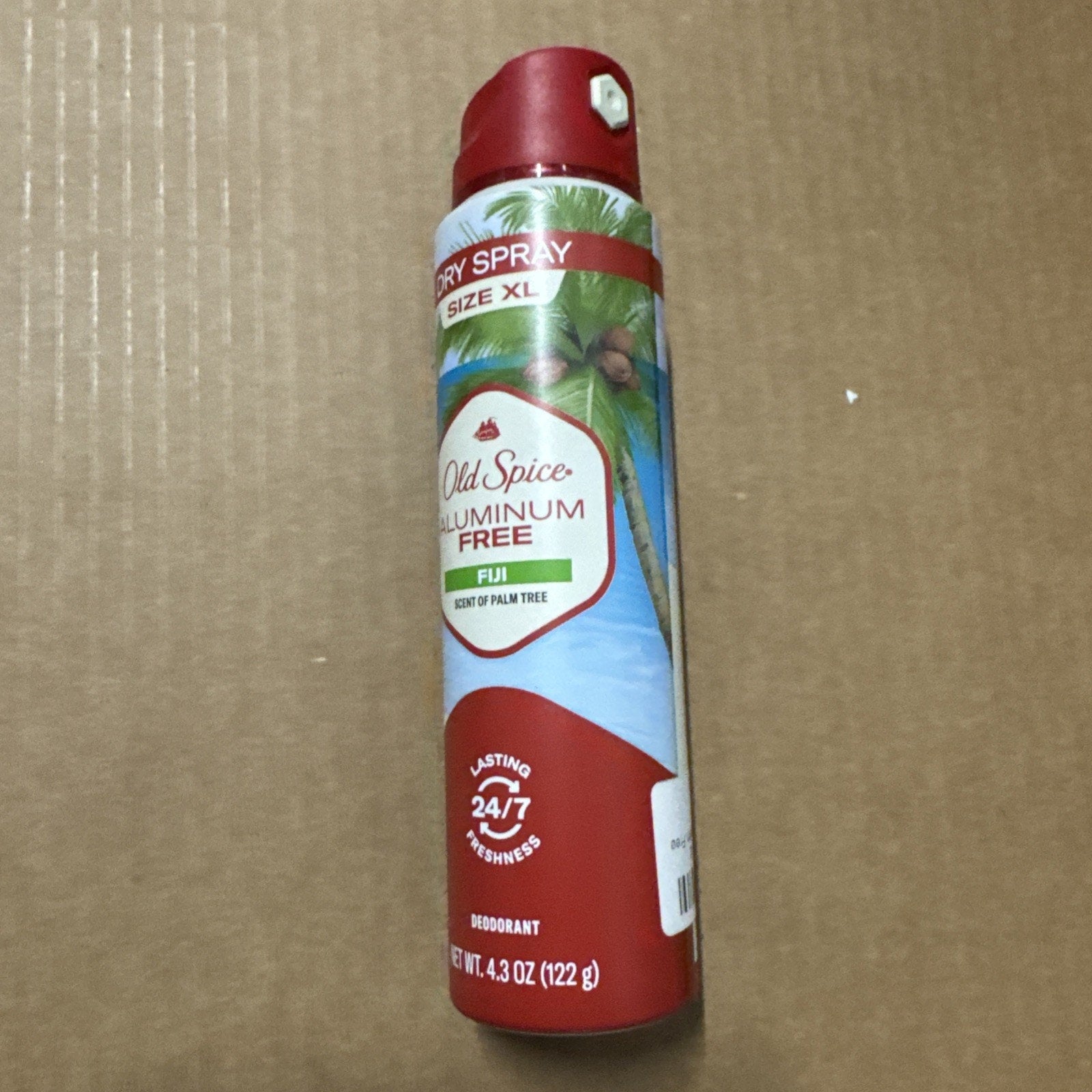 Old Spice XL Dry Spray Aluminum Free Fiji deodorant 4.3 oz with palm tree design for long-lasting freshness