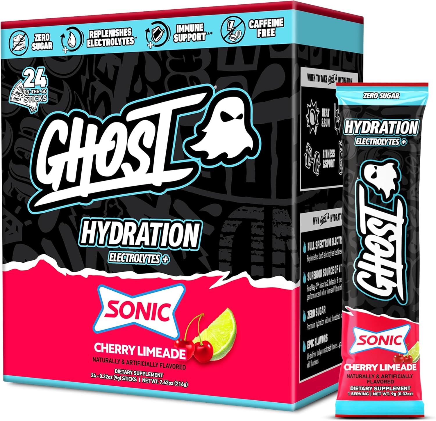 Ghost Hydration Sticks, Cherry Limeade, 216g