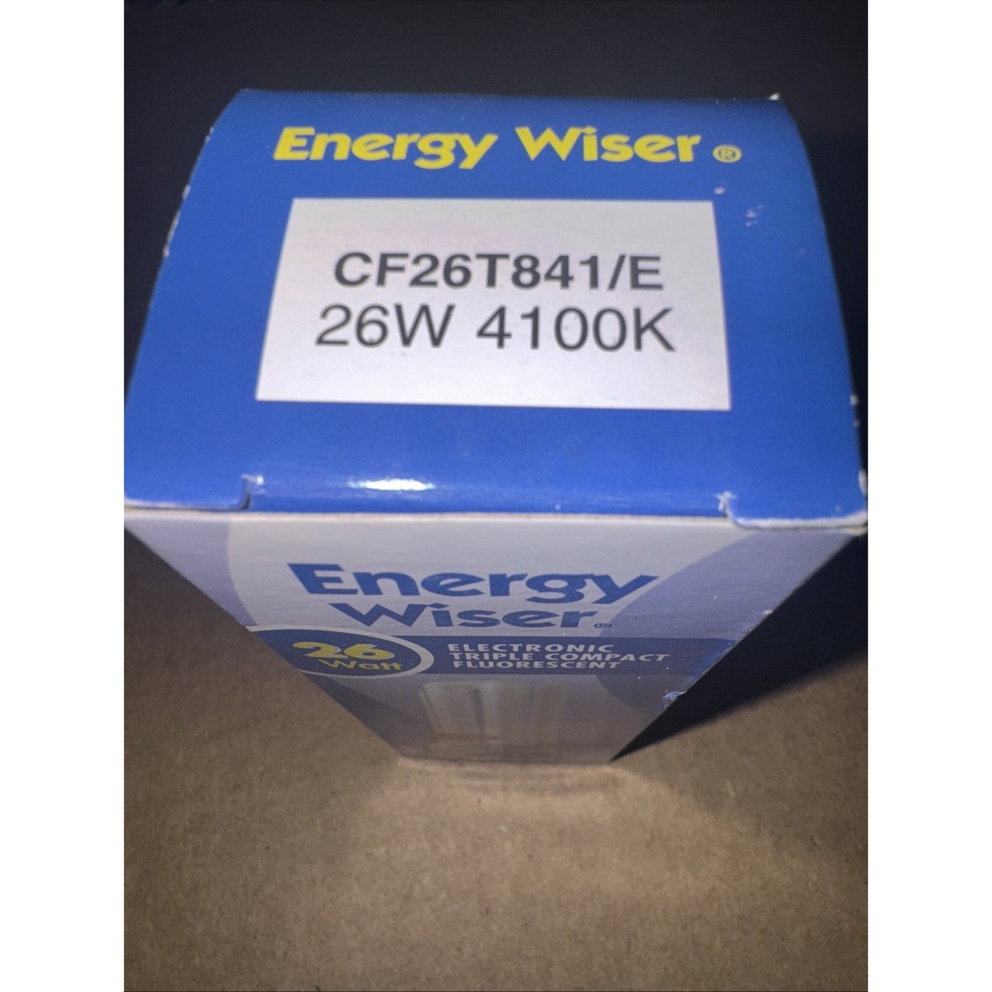 Energy Wiser CF26T841/E 26W 4100K electronic compact fluorescent triple tube light bulb box top view