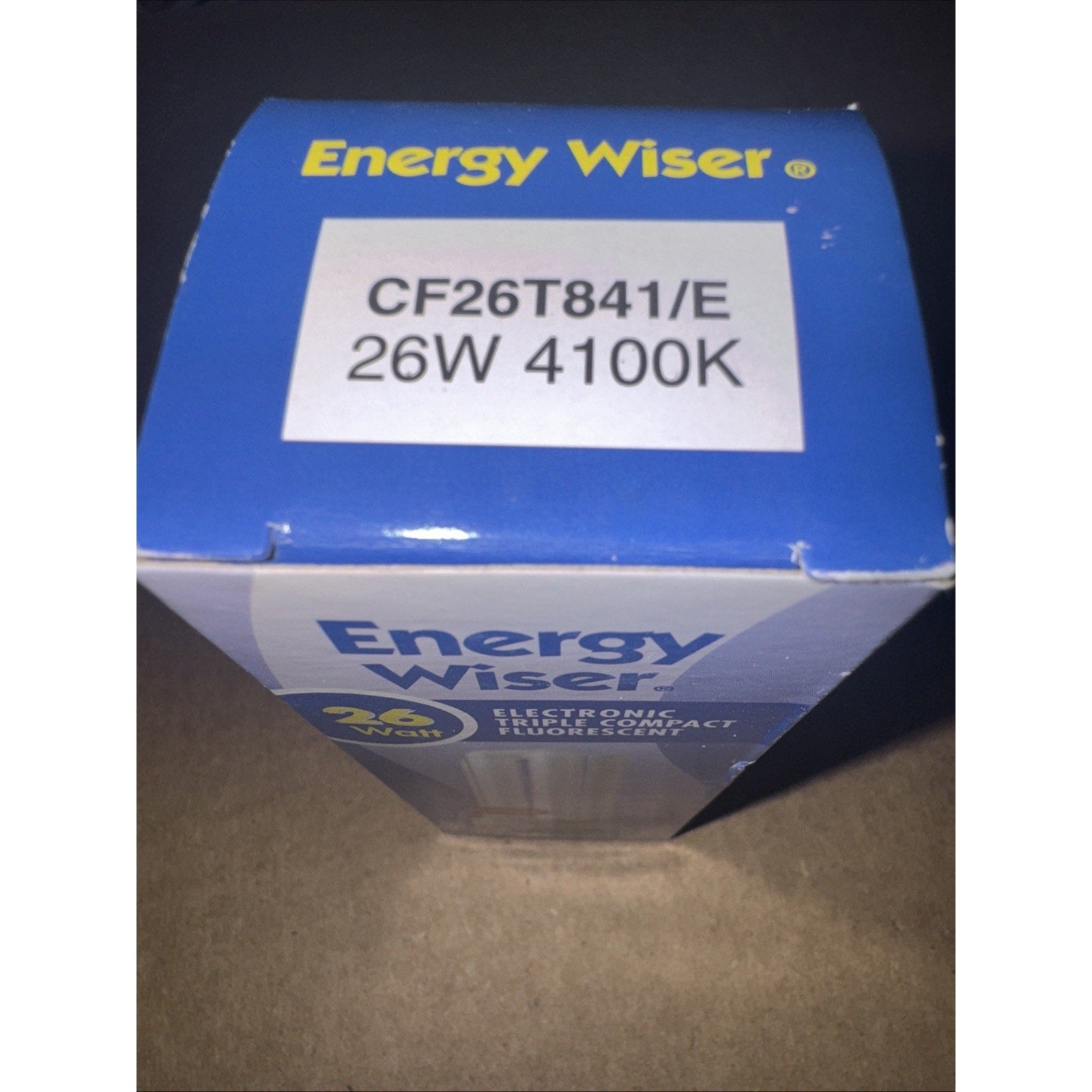 Energy Wiser CF26T841/E 26W 4100K electronic compact fluorescent triple tube light bulb box top view