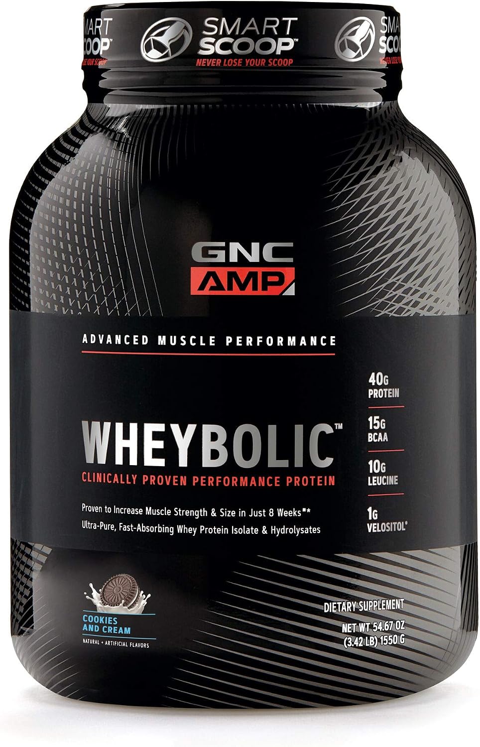 GNC Wheybolic Protein Powder, Cookies and Cream, 2.9 Lb