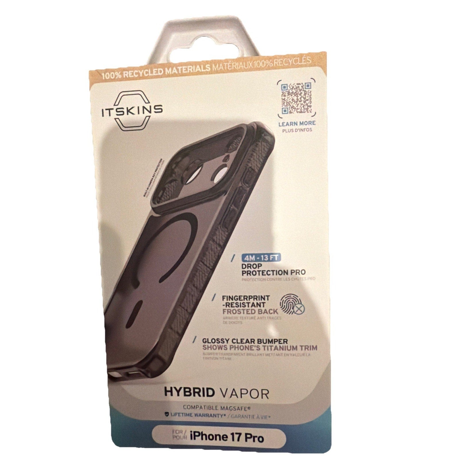 Itskins Hybrid Vapor phone case for iPhone 17 Pro with military grade drop protection and fingerprint resistant back