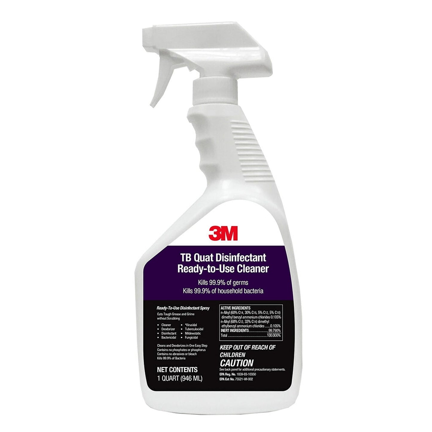 3M TB Quat Disinfectant Ready-to-Use Cleaner, Lemon Scent, 32 oz spray