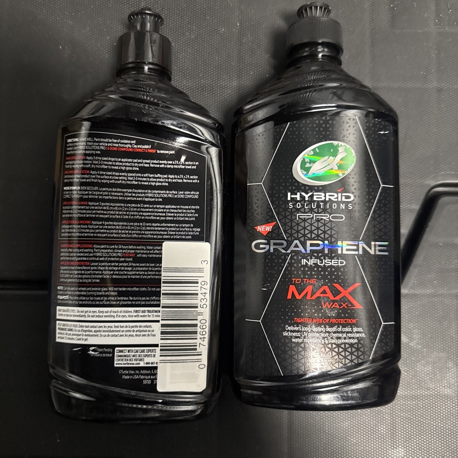 2 Pack Turtle Wax Hybrid Solutions Pro To The Max Wax graphene infused liquid wax bottles front and back labels visible