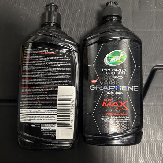 2 Pack Turtle Wax Hybrid Solutions Pro To The Max Wax graphene infused liquid wax bottles front and back labels visible