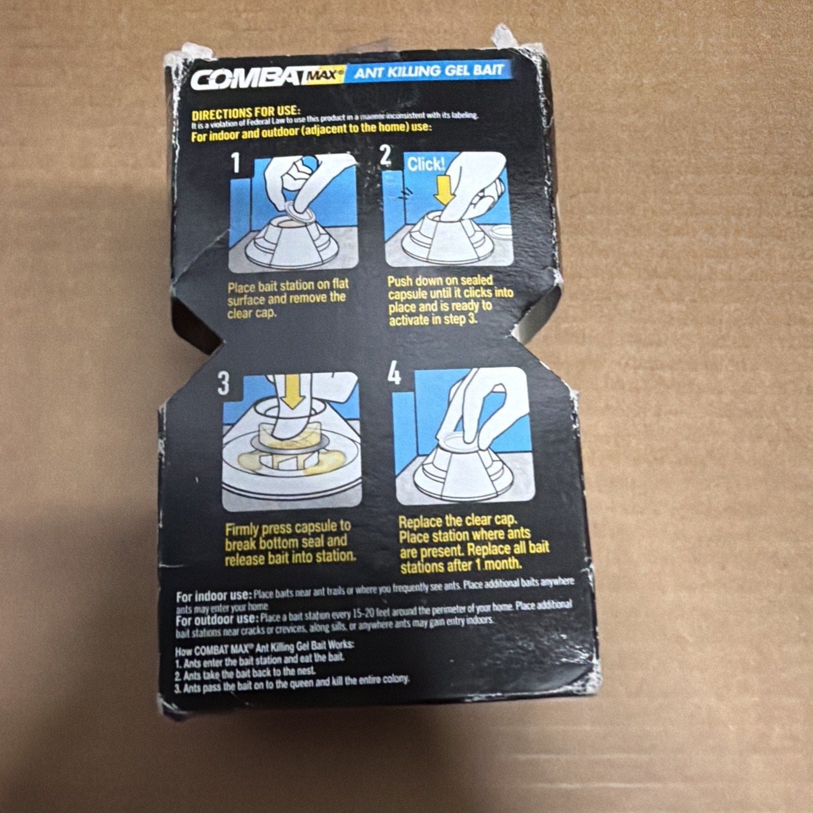 Combat Max Ant Killing Gel Bait Station for Indoor and Outdoor Use 4ct