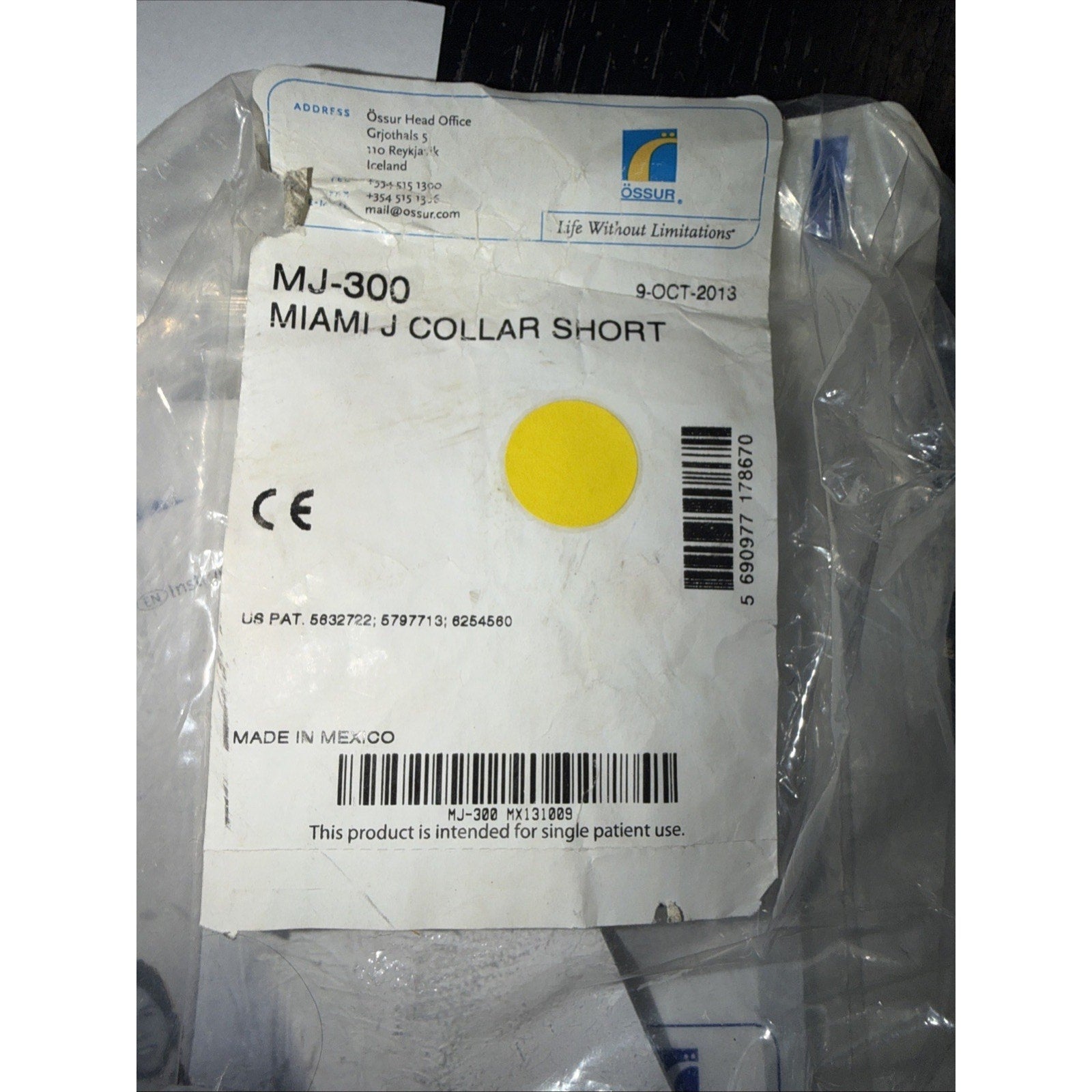 Ossur Miami J Cervical Collar Immobilizer MJ-300 Short