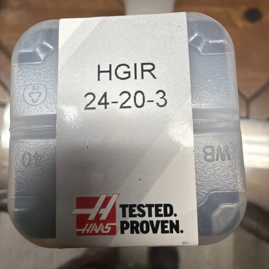 Transparent plastic container with a white label showing the text “HGIR 24-20-3” and a red logo with the words “TESTED. PROVEN.” on a wooden surface background.