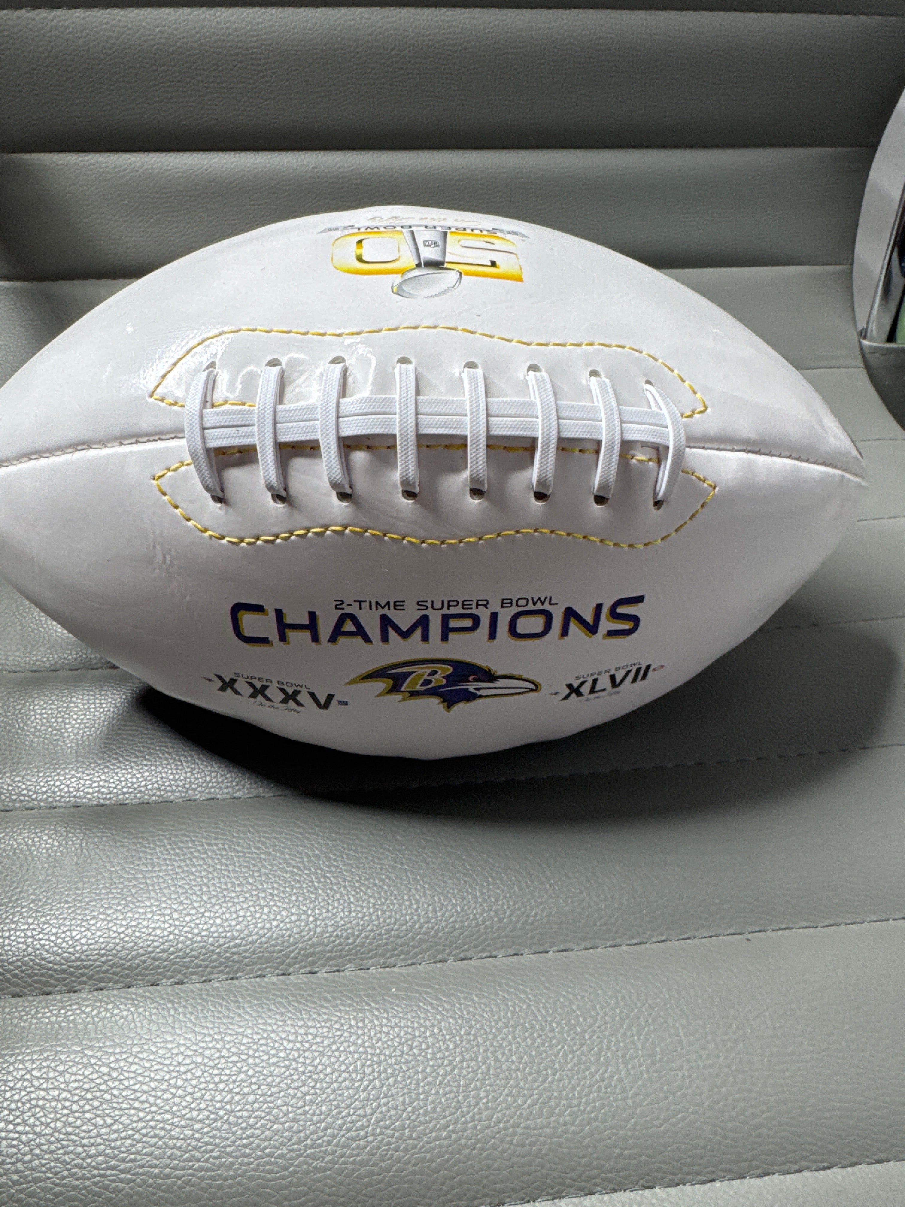 Ray Lewis Signed Team Logo Football with coa