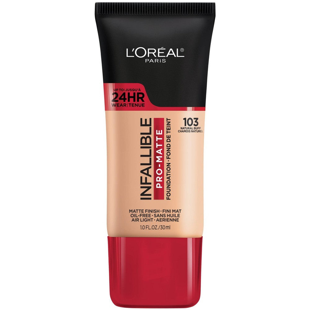L'Oreal Paris Infallible Pro-Matte Liquid Foundation 103 Natural Buff, 3-pack of 1 fl oz bottles