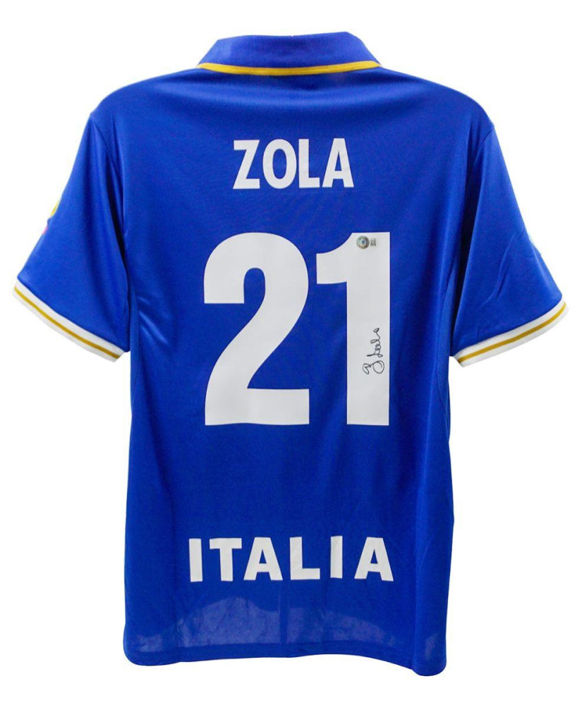 Gianfranco Zola Signed Italy National Team Jersey (Beckett) - Price Is Right Miami