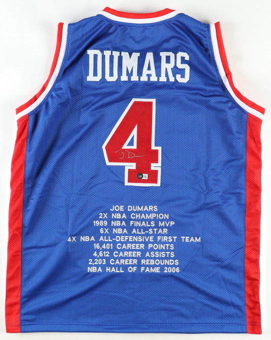 Joe Dumars Signed Career Highlight Stat Jersey (Beckett) - Price Is Right Miami