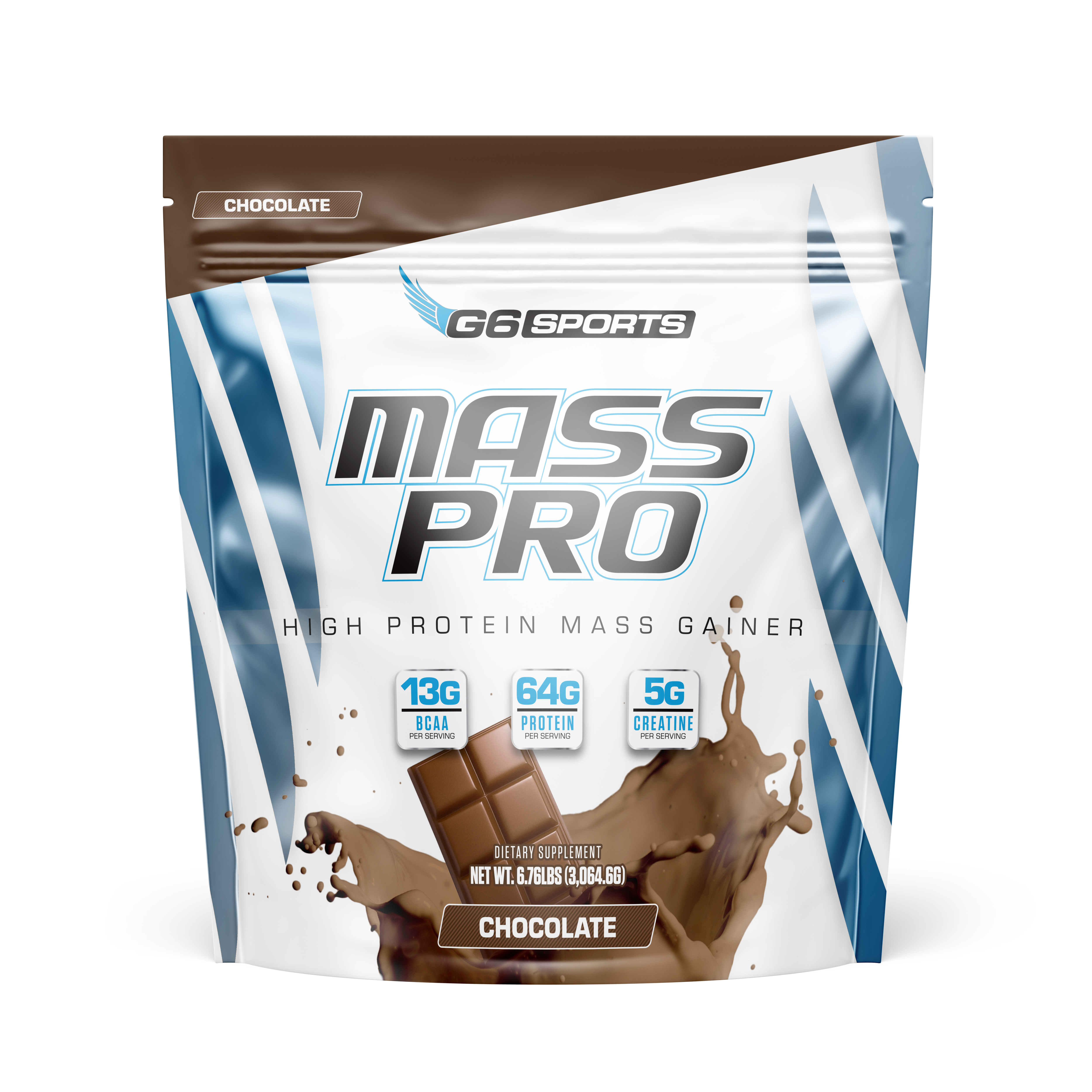 G6 Sports Mass Pro Mass Gainer, Chocolate, 6.76 lbs