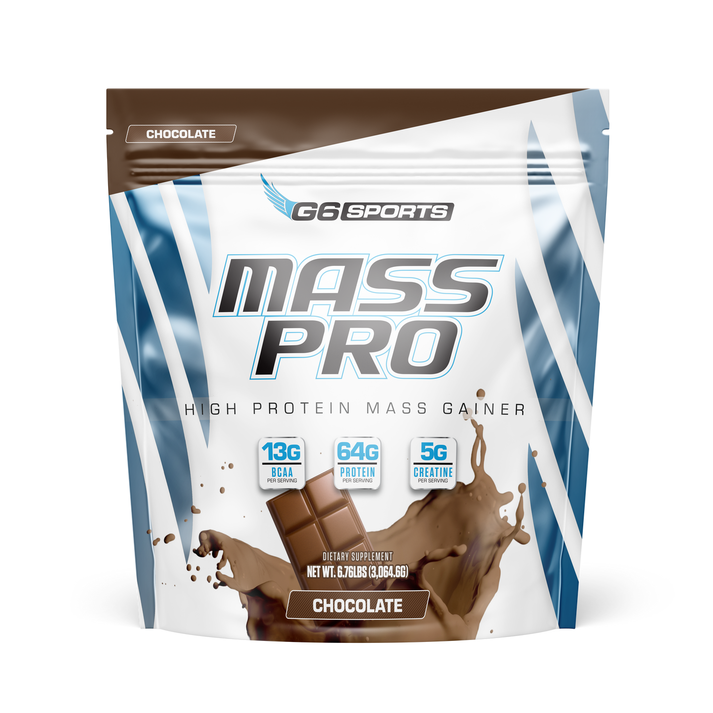 G6 Sports Mass Pro Mass Gainer, Chocolate, 6.76 lbs