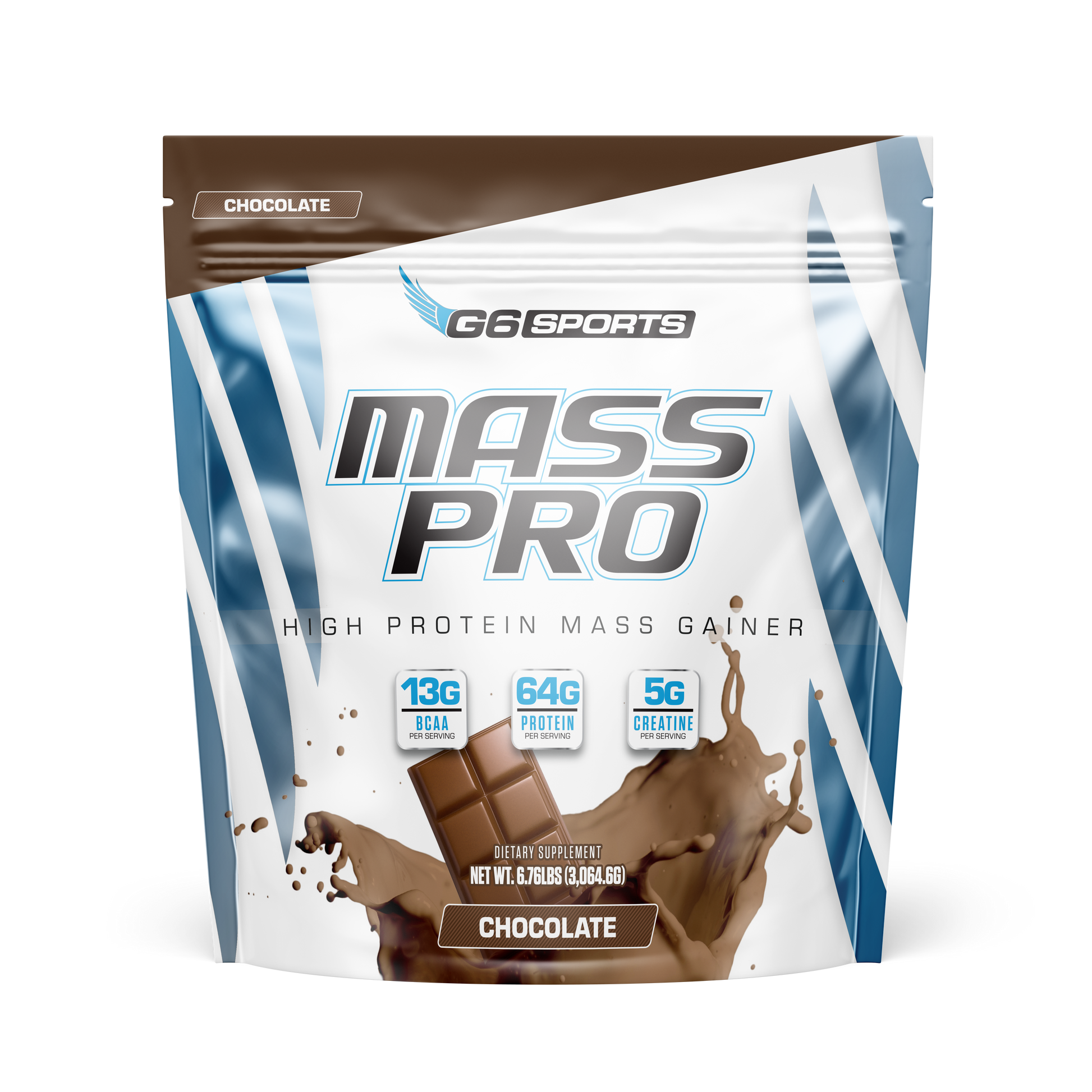 G6 Sports Mass Pro Mass Gainer, Chocolate, 6.76 lbs