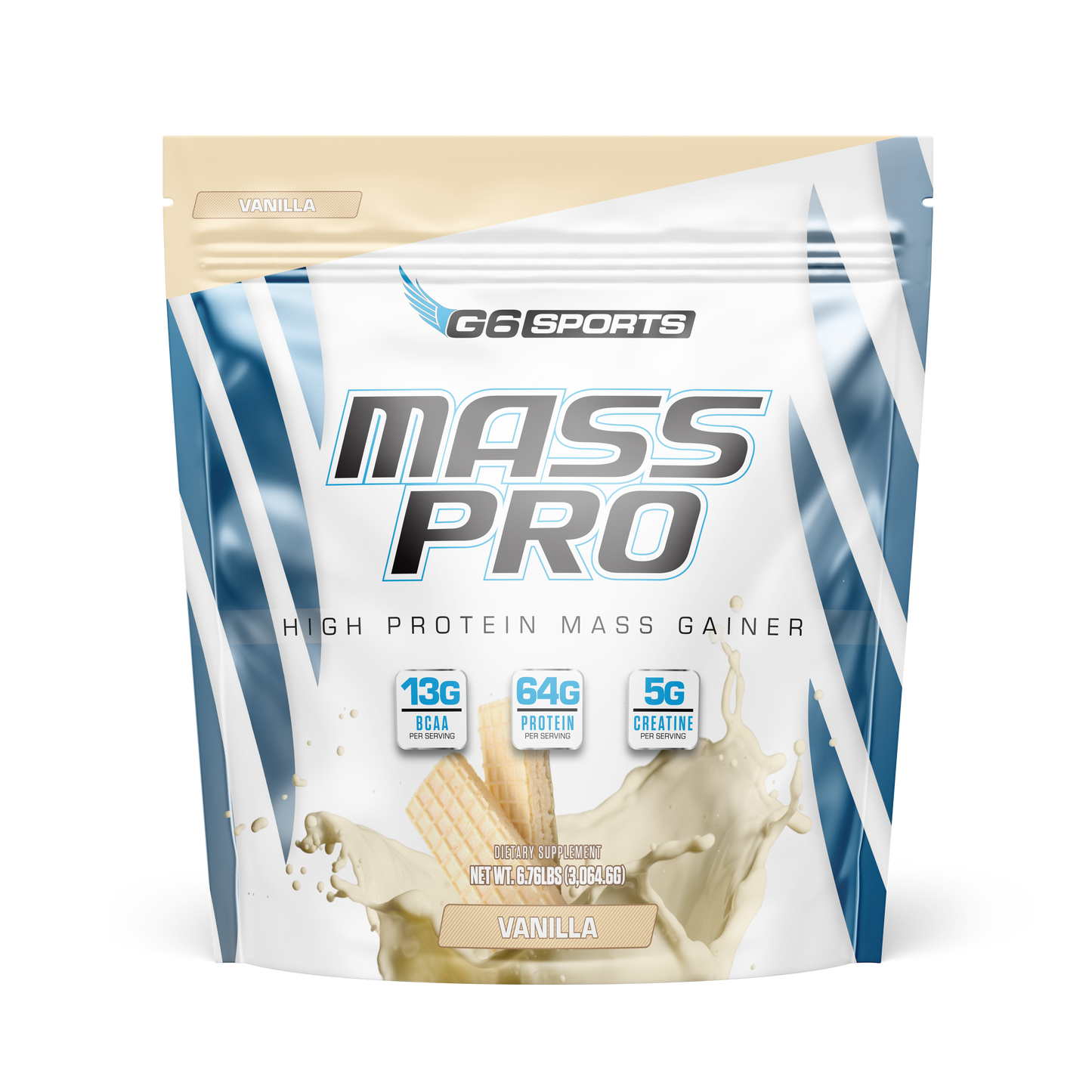 G6 Sports Mass Pro Mass Gainer, Vanilla, 14 Servings
