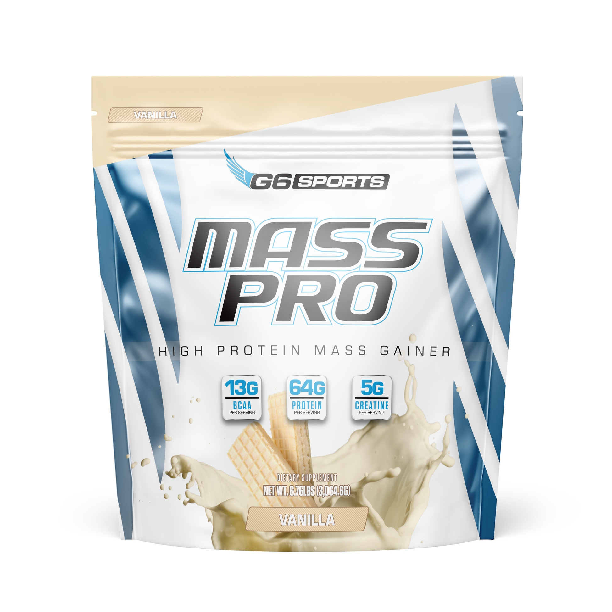 G6 Sports Mass Pro Mass Gainer, Vanilla, 14 Servings