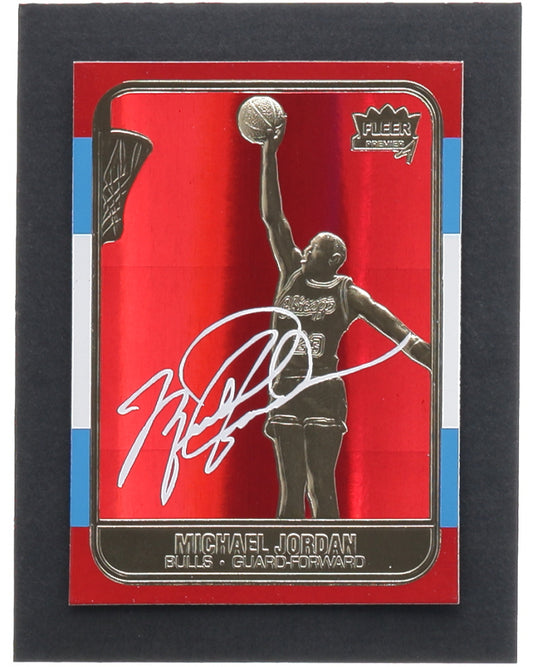 Michael Jordan 1997 Fleer Premier Signature Series Red Holo Refractor 23Kt Gold Card - Price Is Right Miami