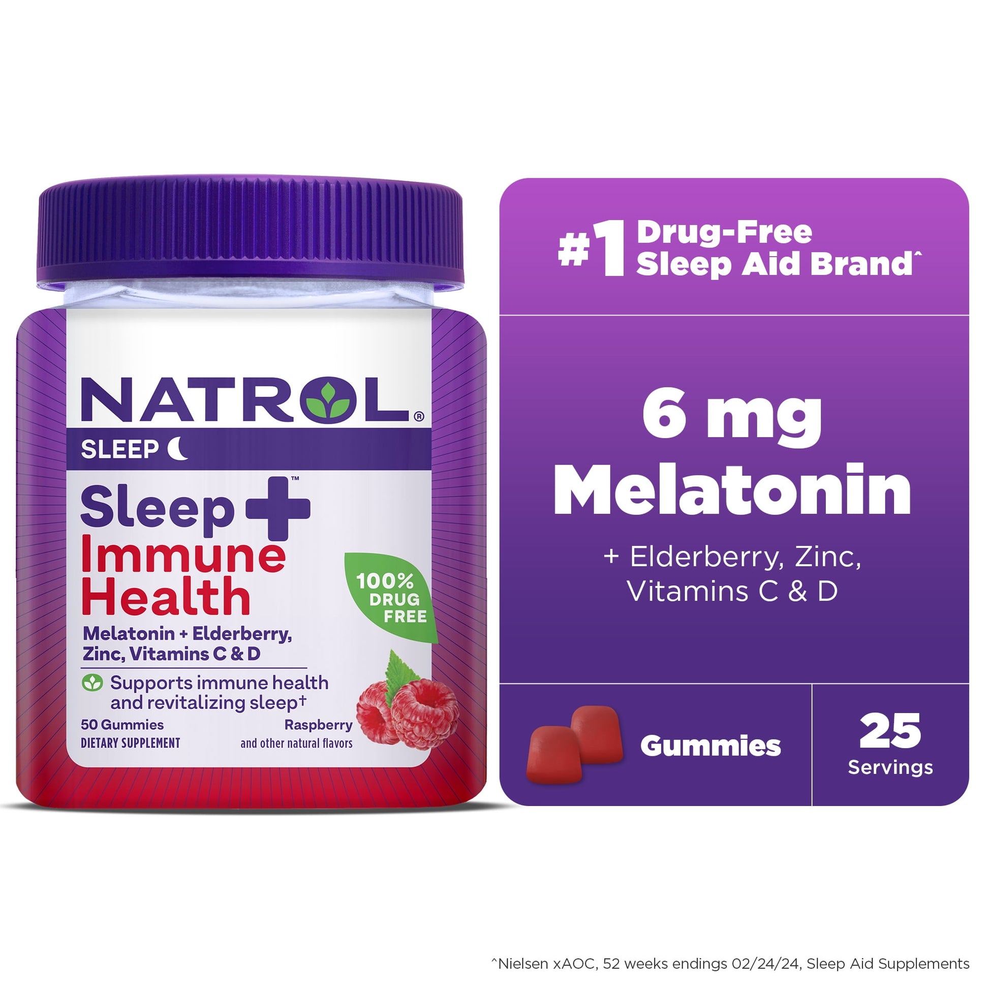 Natrol Sleep+ Immune Health Gummies, 50 Berry Flavored Gummies - official product image