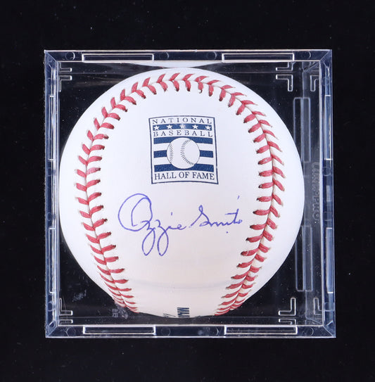 Ozzie Smith Signed Hall Of Fame OML Baseball with Display Case (PSA & Fanatics | Graded 10) - Price Is Right Miami