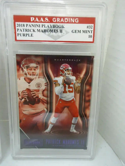 Patrick Mahomes II Chiefs 2018 Panini Playbook Purple #32 graded PAAS Gem Mint 10 - Price Is Right Miami