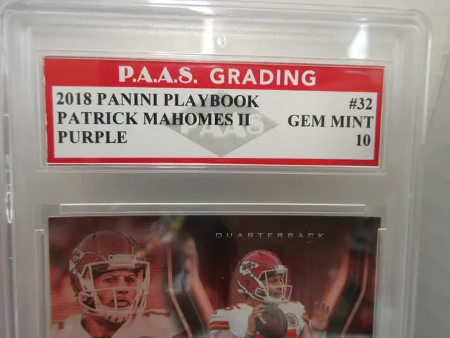 Patrick Mahomes II Chiefs 2018 Panini Playbook Purple #32 graded PAAS Gem Mint 10 - Price Is Right Miami