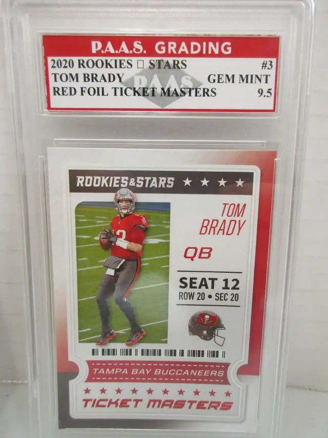 Tom Brady Buccaneers 2020 Rookies & Stars Red Foil Ticket Masters #3 graded PAAS Gem Mint 9.5 - Price Is Right Miami