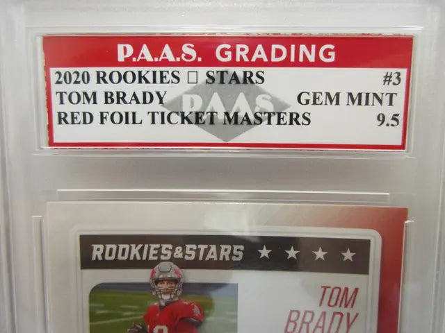 Tom Brady Buccaneers 2020 Rookies & Stars Red Foil Ticket Masters #3 graded PAAS Gem Mint 9.5 - Price Is Right Miami