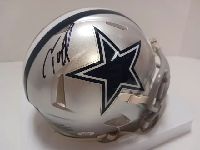 Tony Pollard of the Dallas Cowboys signed autographed mini football helmet PAAS COA 867 - Price Is Right Miami