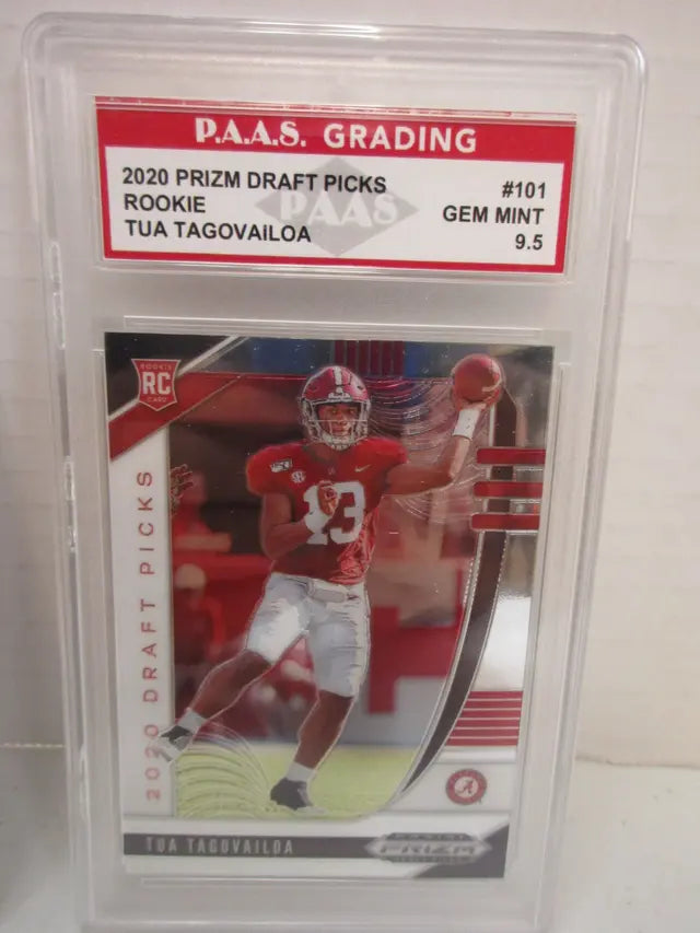 Tua Tagovailoa Alabama 2020 Prizm Draft Picks ROOKIE #101 graded PAAS Gem Mint 9.5 - Price Is Right Miami