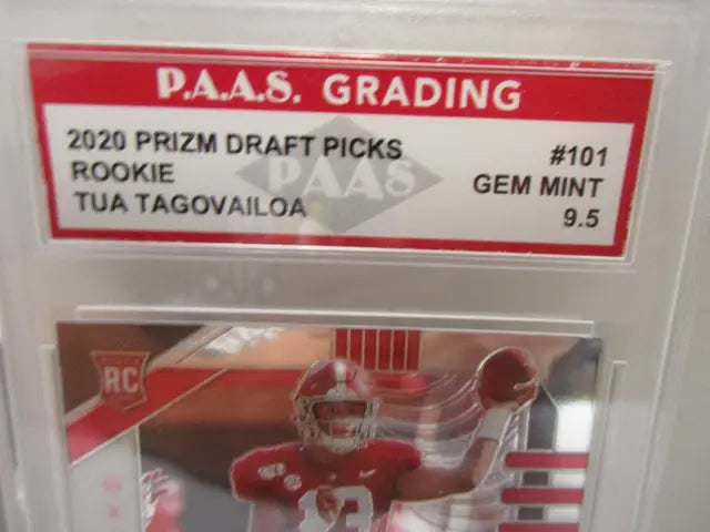 Tua Tagovailoa Alabama 2020 Prizm Draft Picks ROOKIE #101 graded PAAS Gem Mint 9.5 - Price Is Right Miami