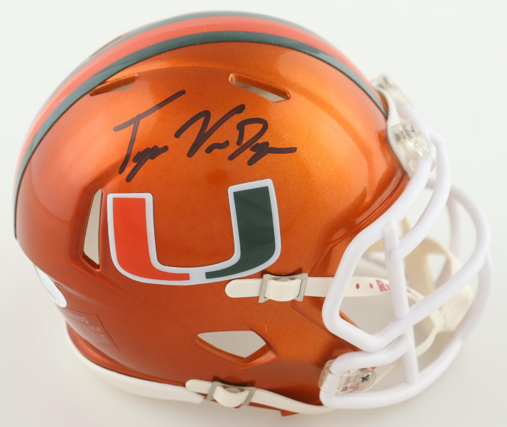 Tyler Van Dyke Signed Miami Hurricanes Flash Alternate Speed Mini Helmet (JSA) - Price Is Right Miami