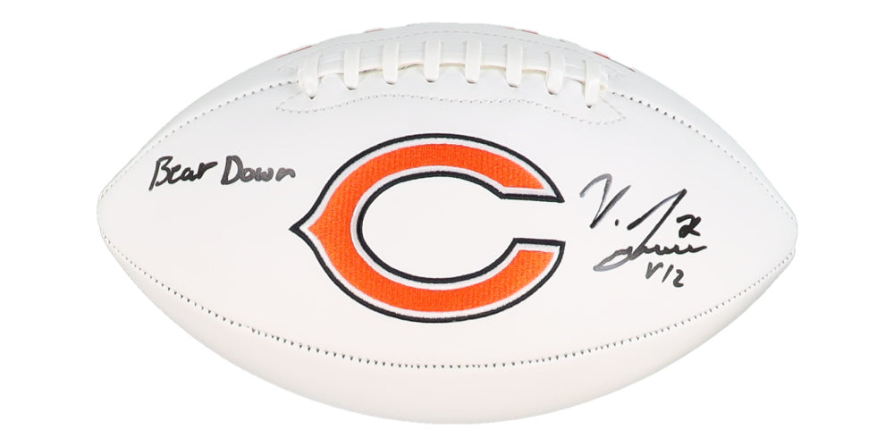 Velus Jones Jr. Signed Bears Logo Football Inscribed 