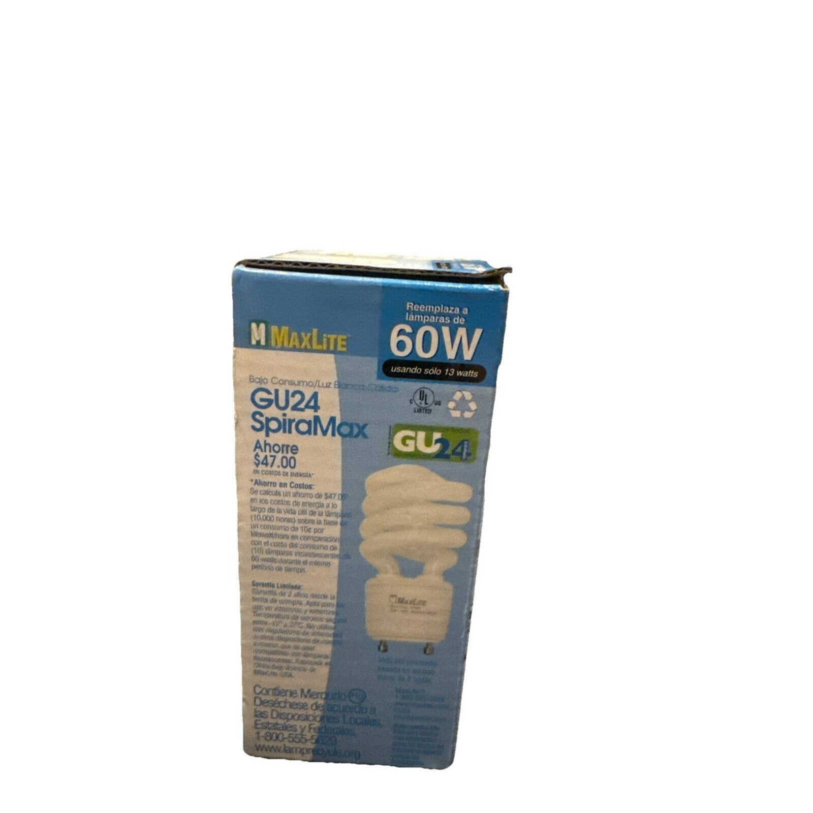 MaxLite SpiralMax GU24 13W CFL Bulb MLS13GUWW 60W Eq 900lm 2700K, 2-Pack — Image 2