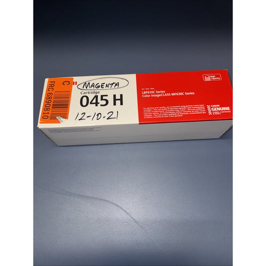 Canon 045H Magenta toner cartridge box for LBP610C and imageCLASS MF630C series printers with genuine label